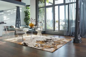 Designteppich 'Patagonia' von Frank Stüve – abstraktes Motiv in Erdtönen