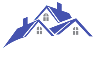 Zeichnung 3 Hausdächer in blau