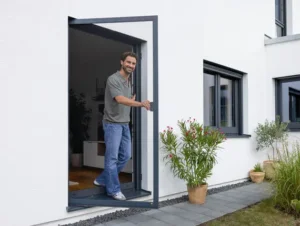 Insektenschutzgitter im Türrahmen – passgenau integrierte Lösung für Balkon- und Terrassentüren