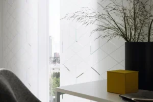 Flächenvorhang Jab Anstoetz Prisma im Büro – moderner Sicht- und Sonnenschutz von Bielitza Raumausstattung